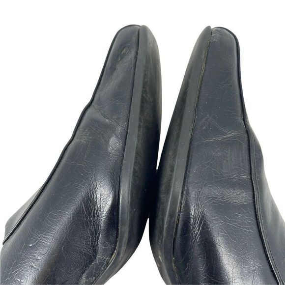 Black Square Toe Shoes Pumps Heels Retro Y2K Womens Size 10 Nickles Soft Vegan - Picture 6 of 10